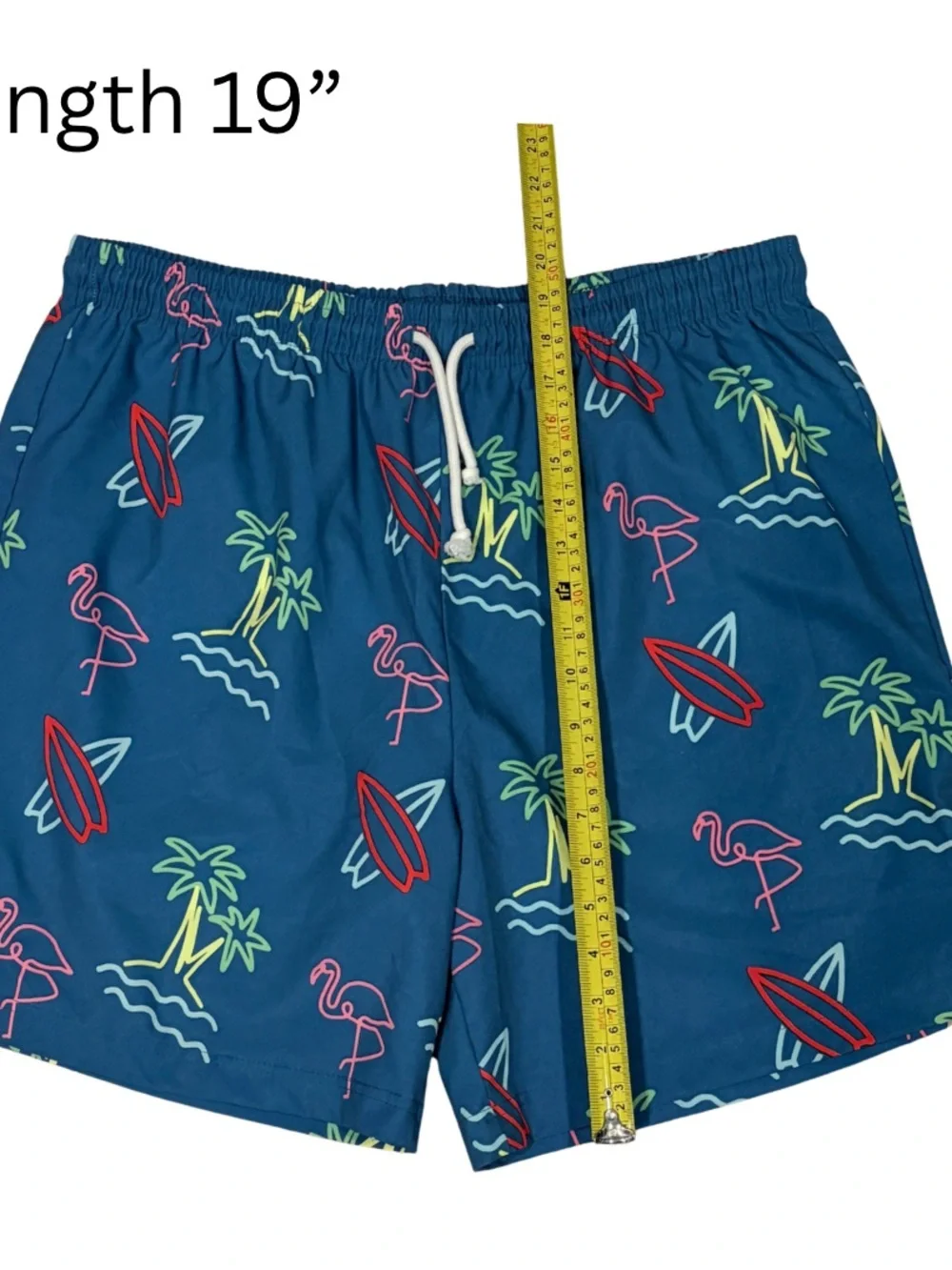 Chubbies Swim Trunks Men’s XL Blue Flamingo Surf Print Stretch Shorts